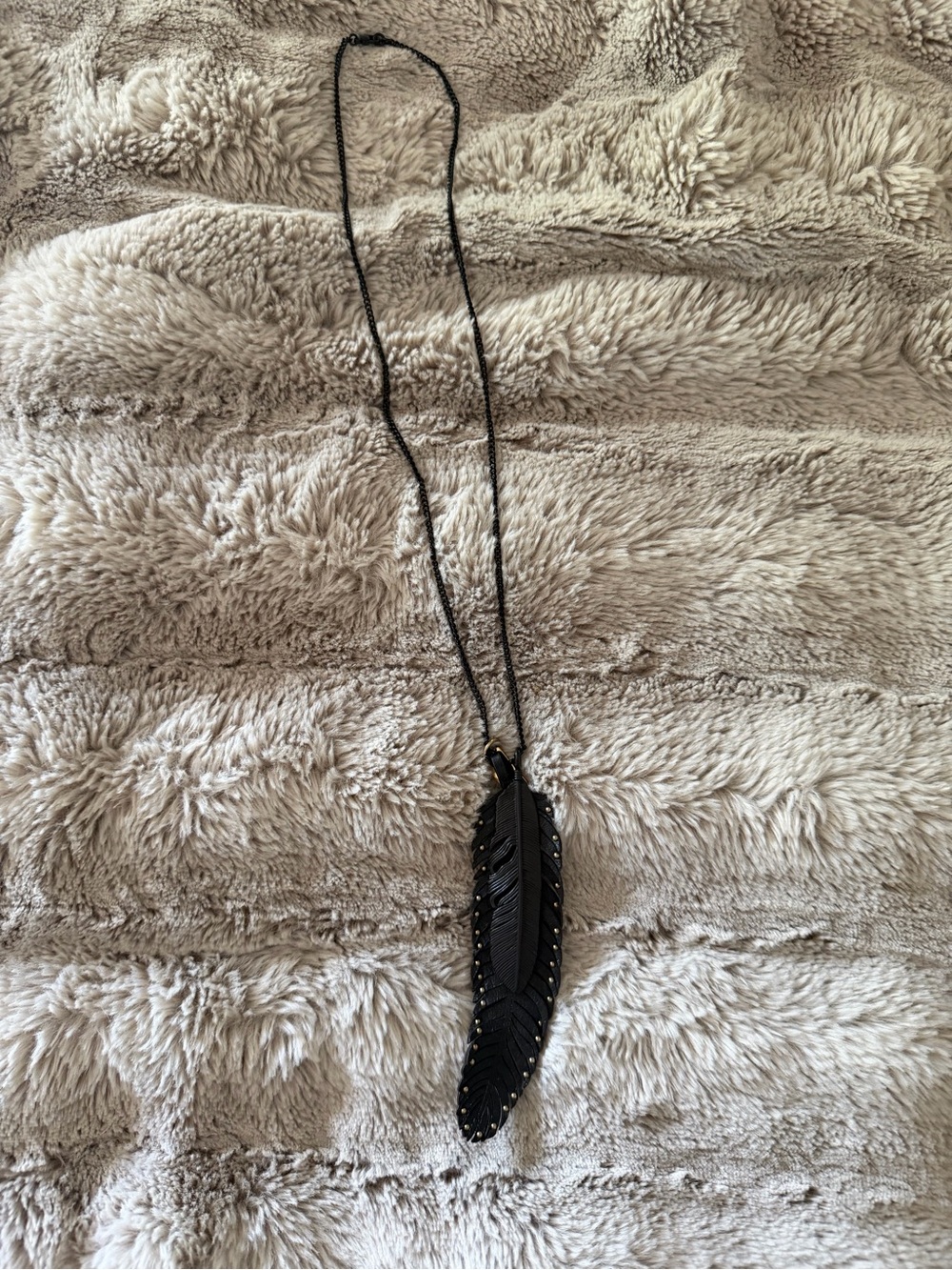 Coach Black Feather Pendant Necklace